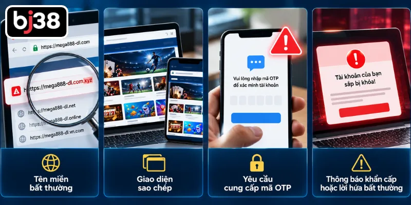 Cách Nhận Biết Website BJ38 Giả Mạo Và Dấu Hiệu Cần Cảnh Giác 4 Các dấu hiệu nhận biết BJ38 giả mạo và nguy cơ lộ tài khoản